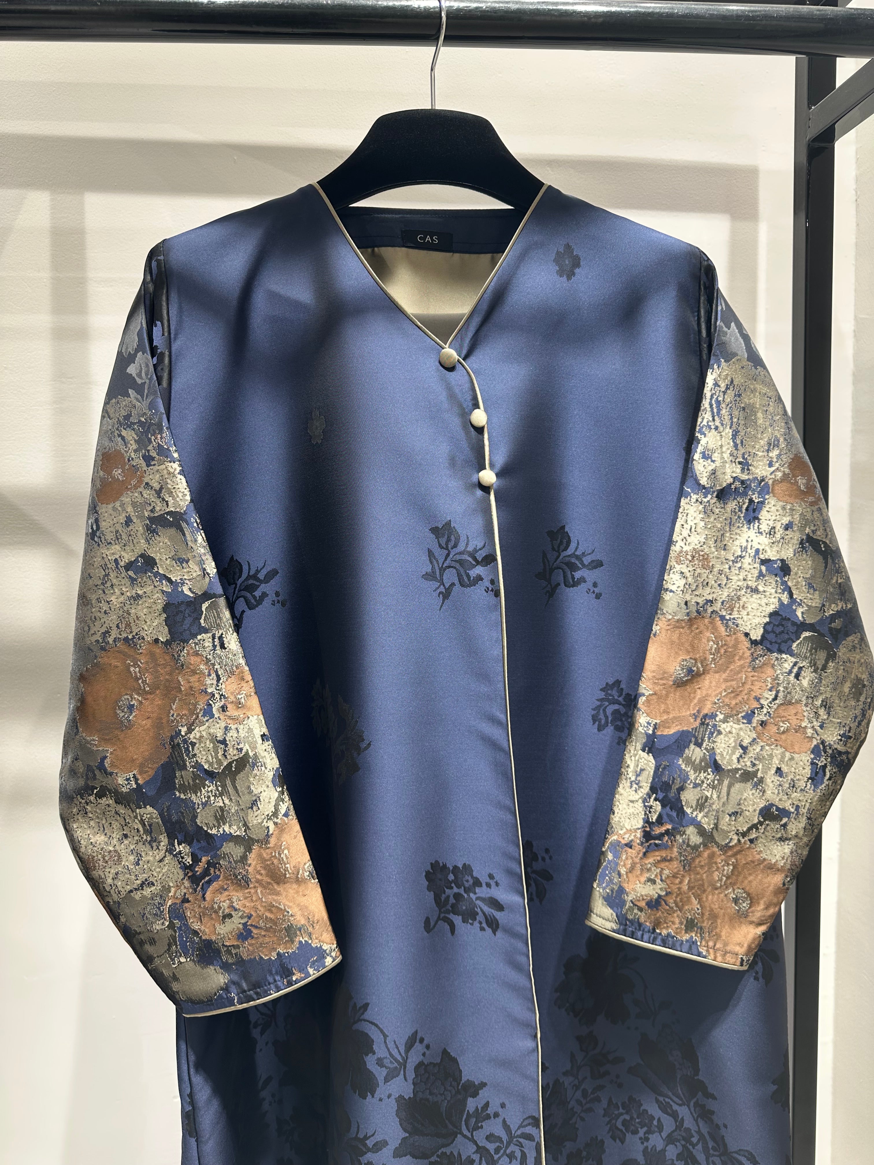 C 1255-05 Blue Bronze Printed Abaya