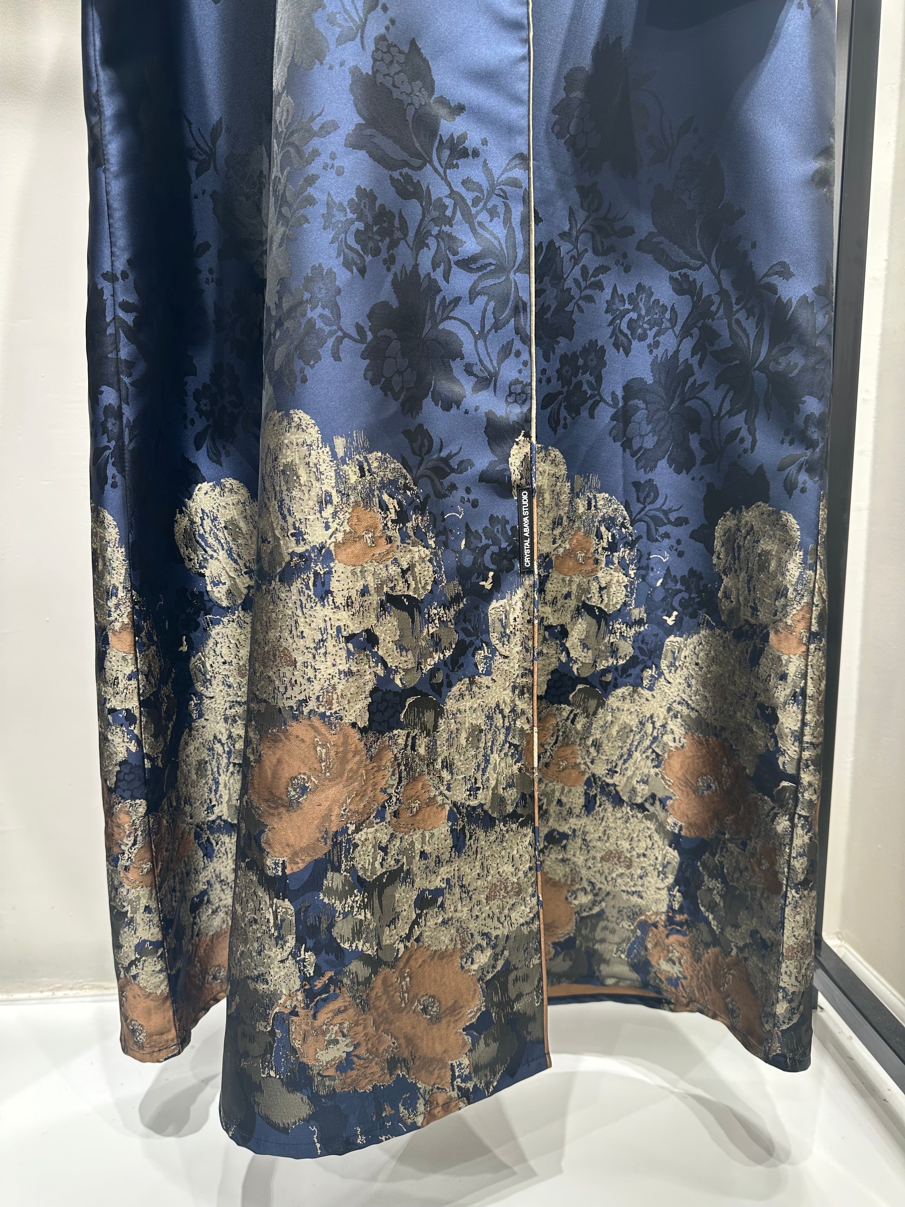 C 1255-05 Blue Bronze Printed Abaya