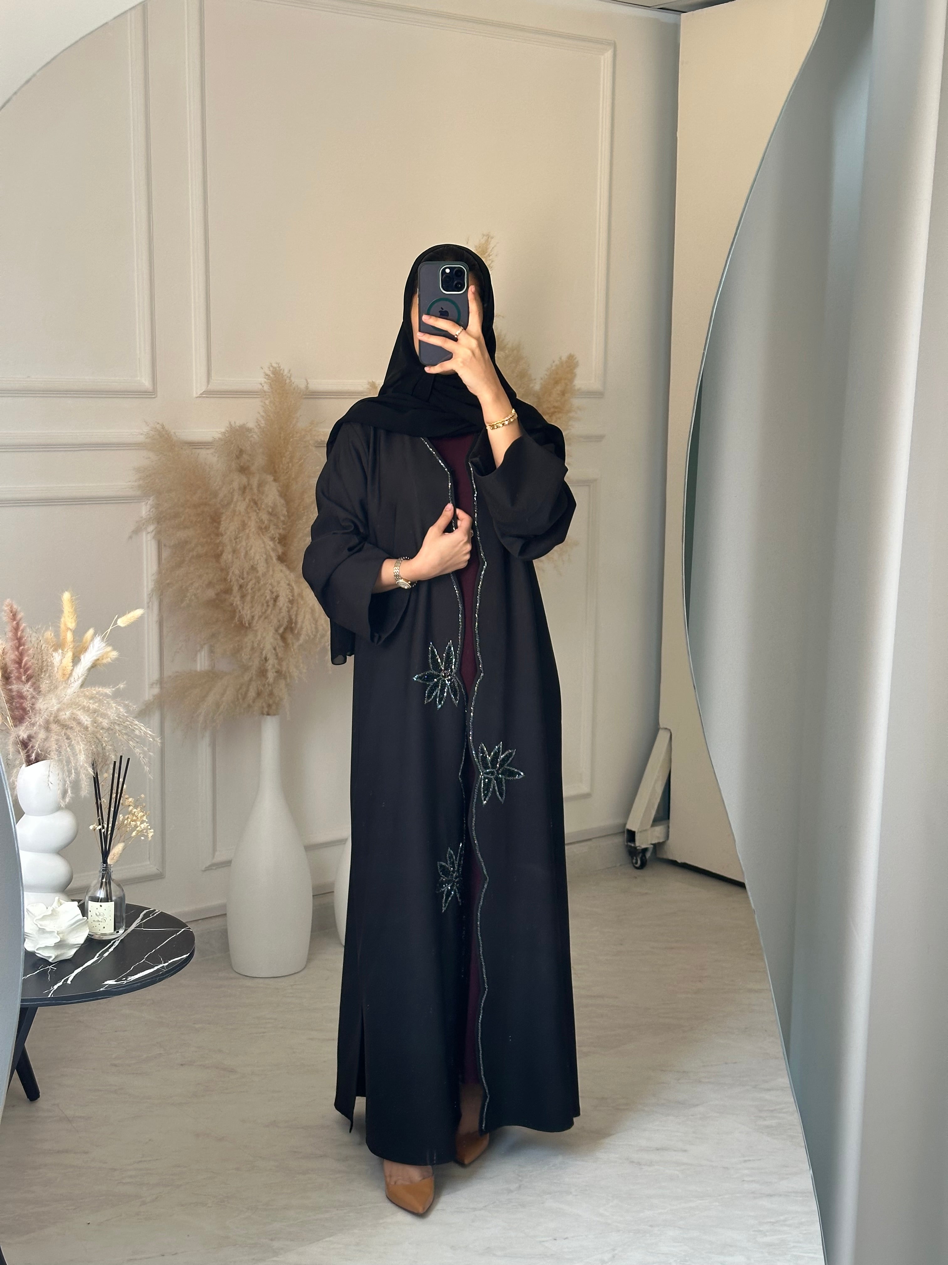 C 1032 Black Beaded Abaya