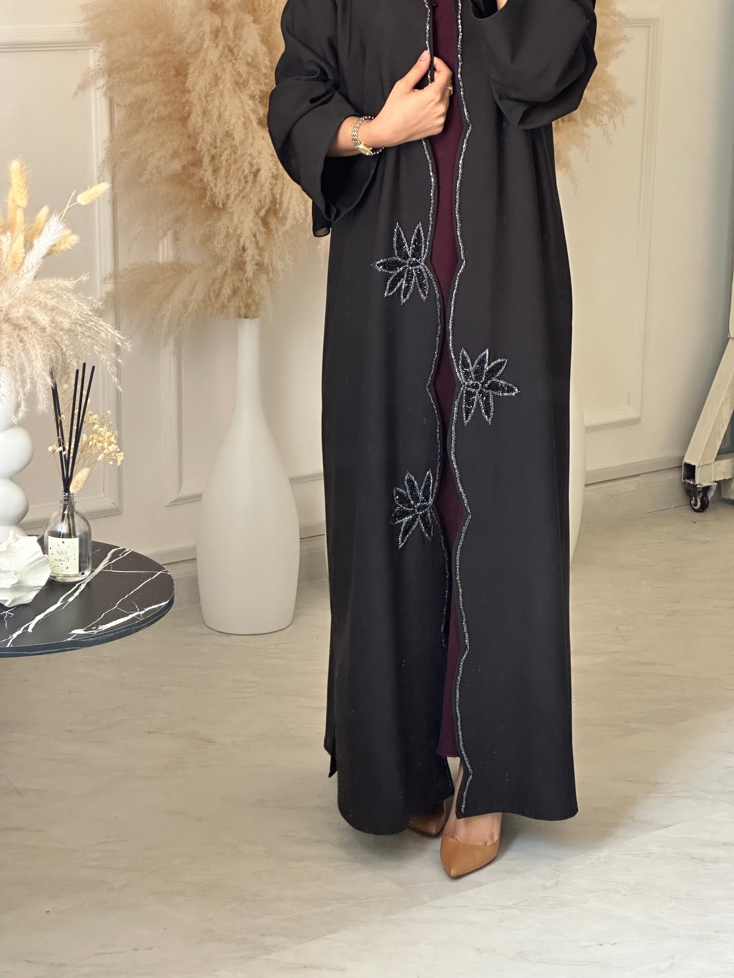 C 1032 Black Beaded Abaya