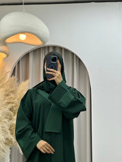 C RTW 0540 Green Overlap Crepe Abaya