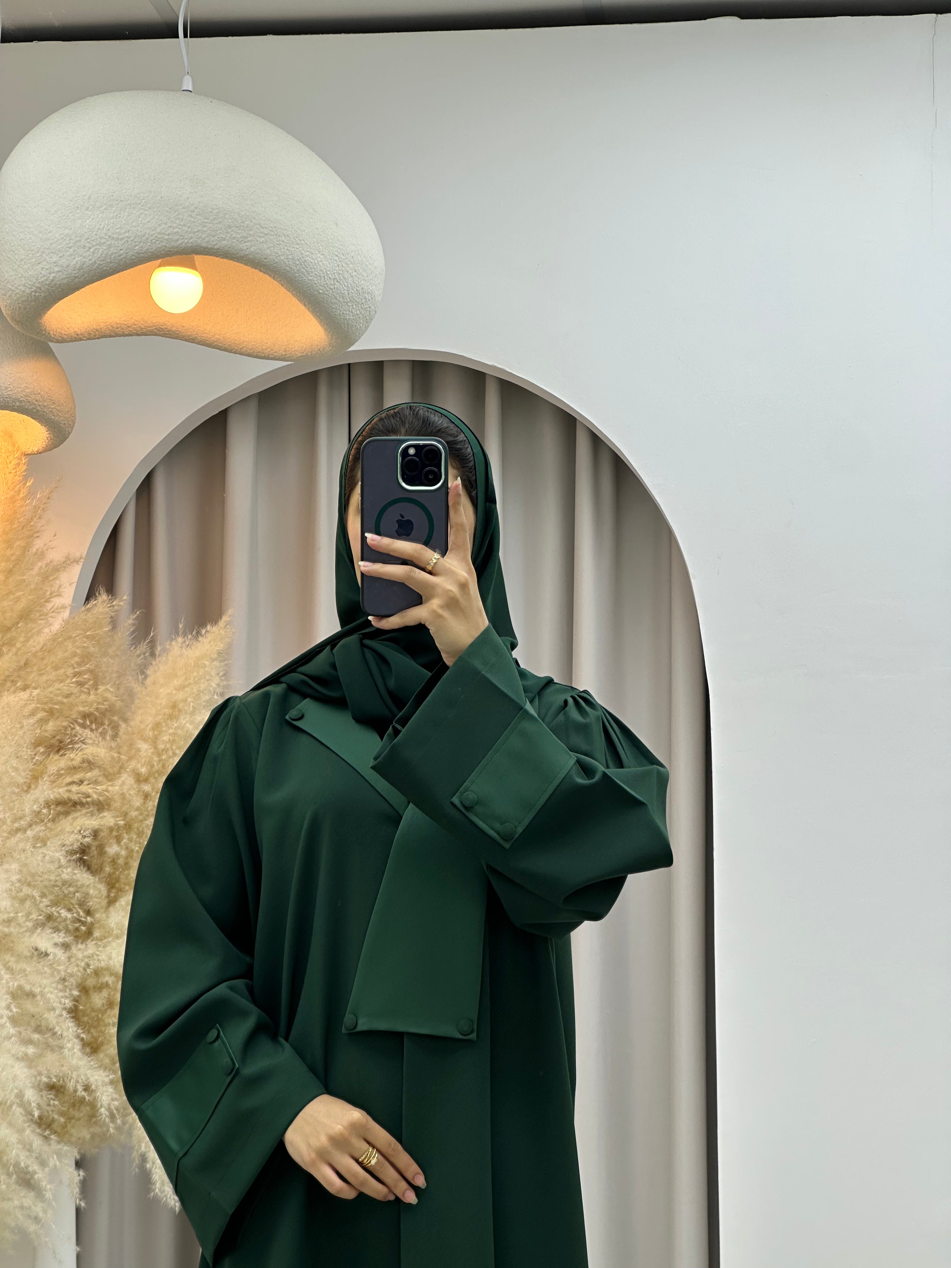 C RTW 0540 Green Overlap Crepe Abaya