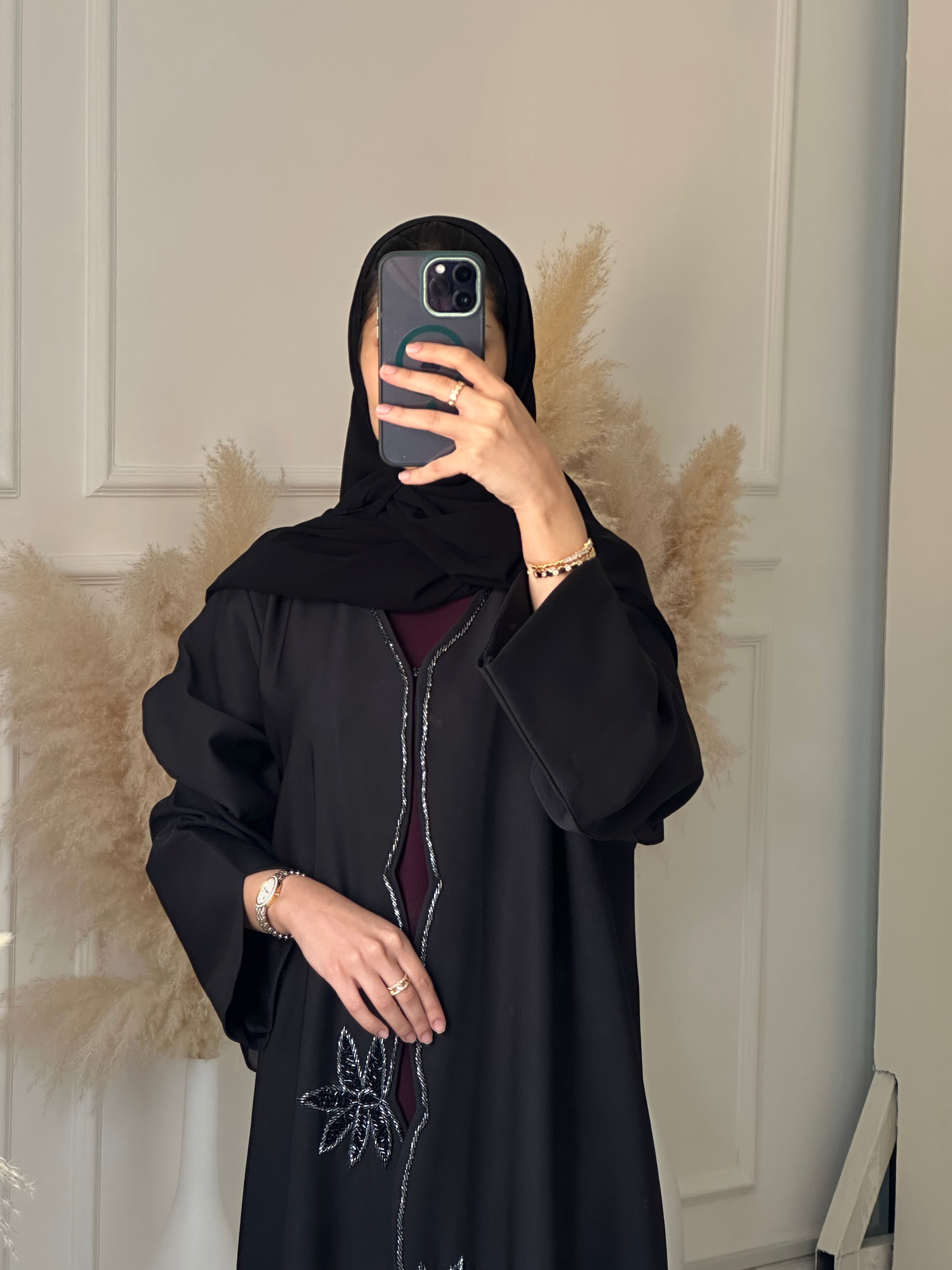 C 1032 Black Beaded Abaya