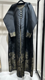 C 1255-08 Sage Green Printed Abaya