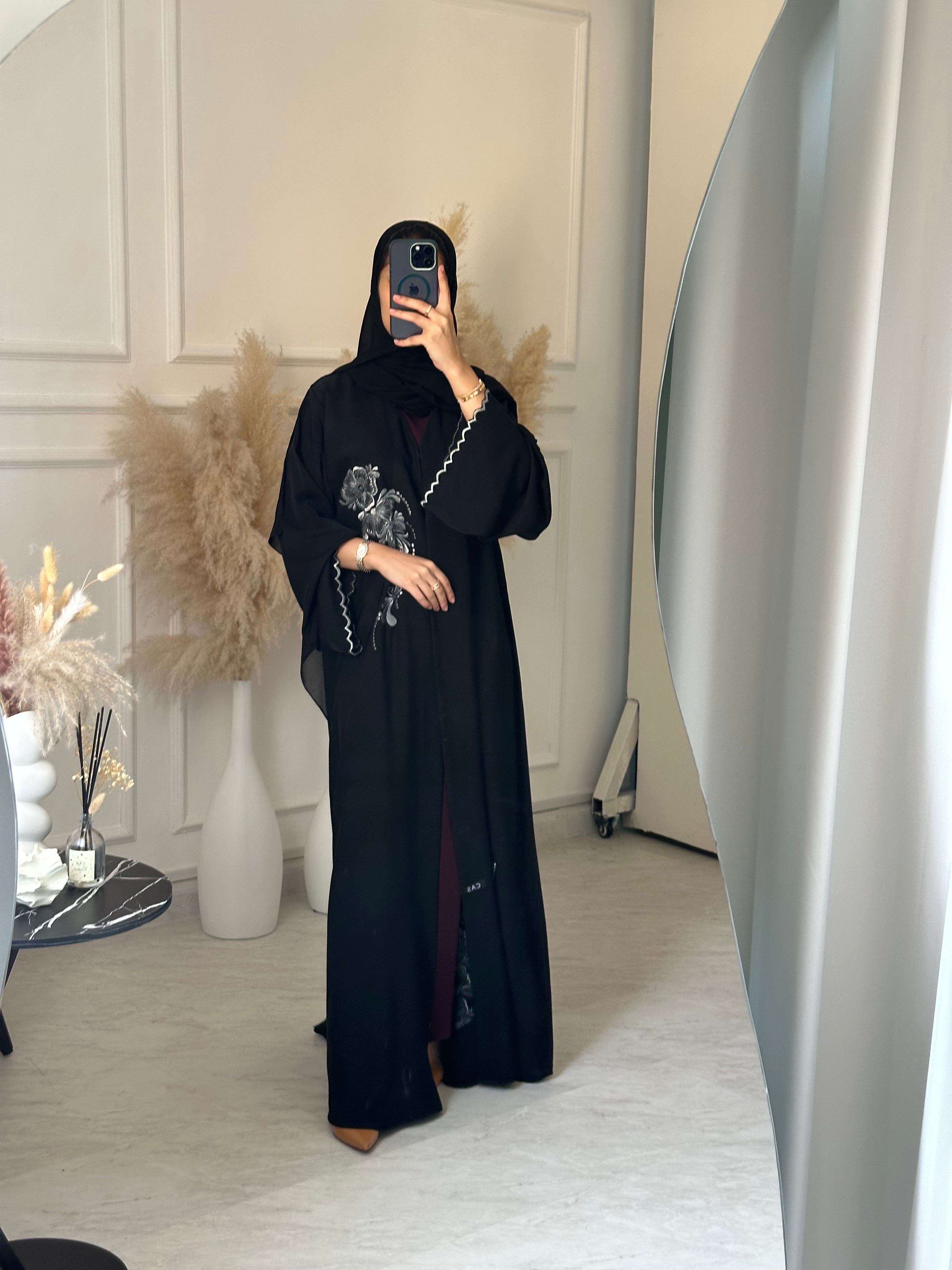 C 1030 Black Embroidered Abaya