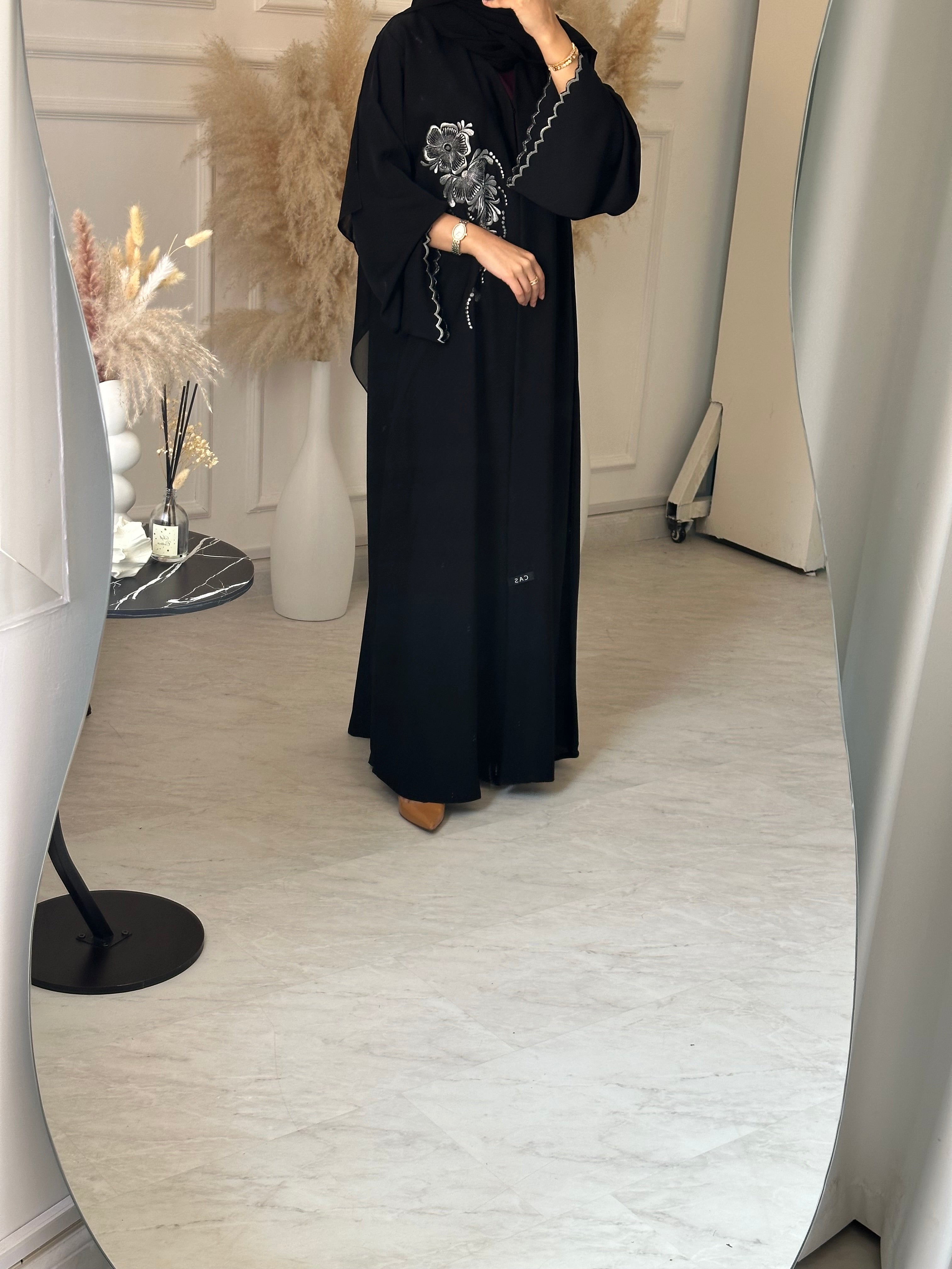 C 1030 Black Embroidered Abaya