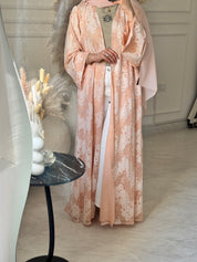 C 1179 Peach Dantel Abaya