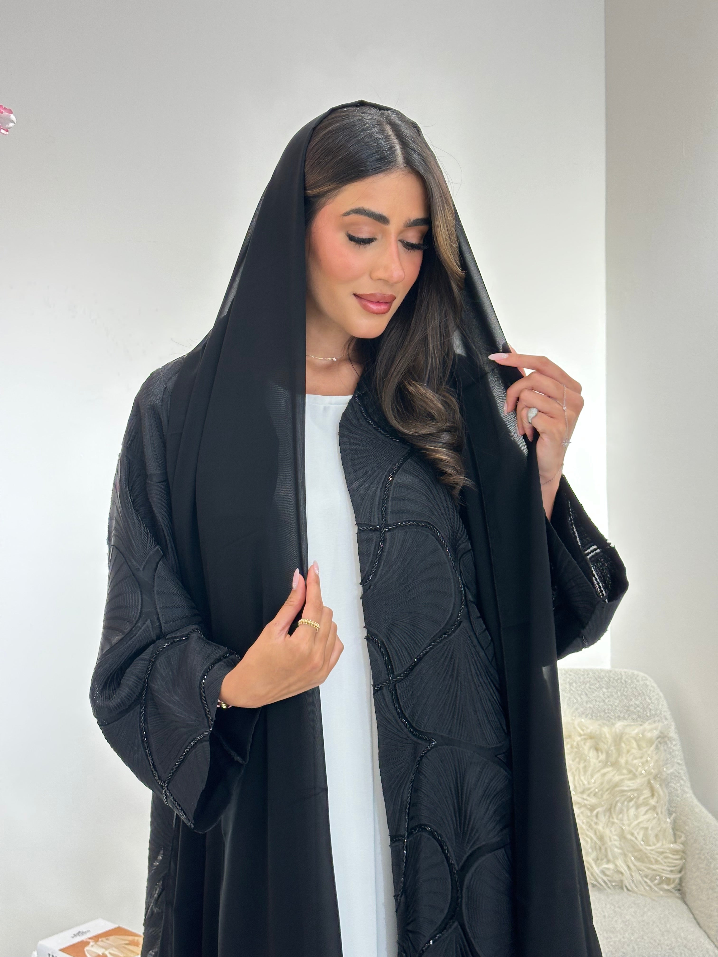 C 1036 Black Beaded Abaya