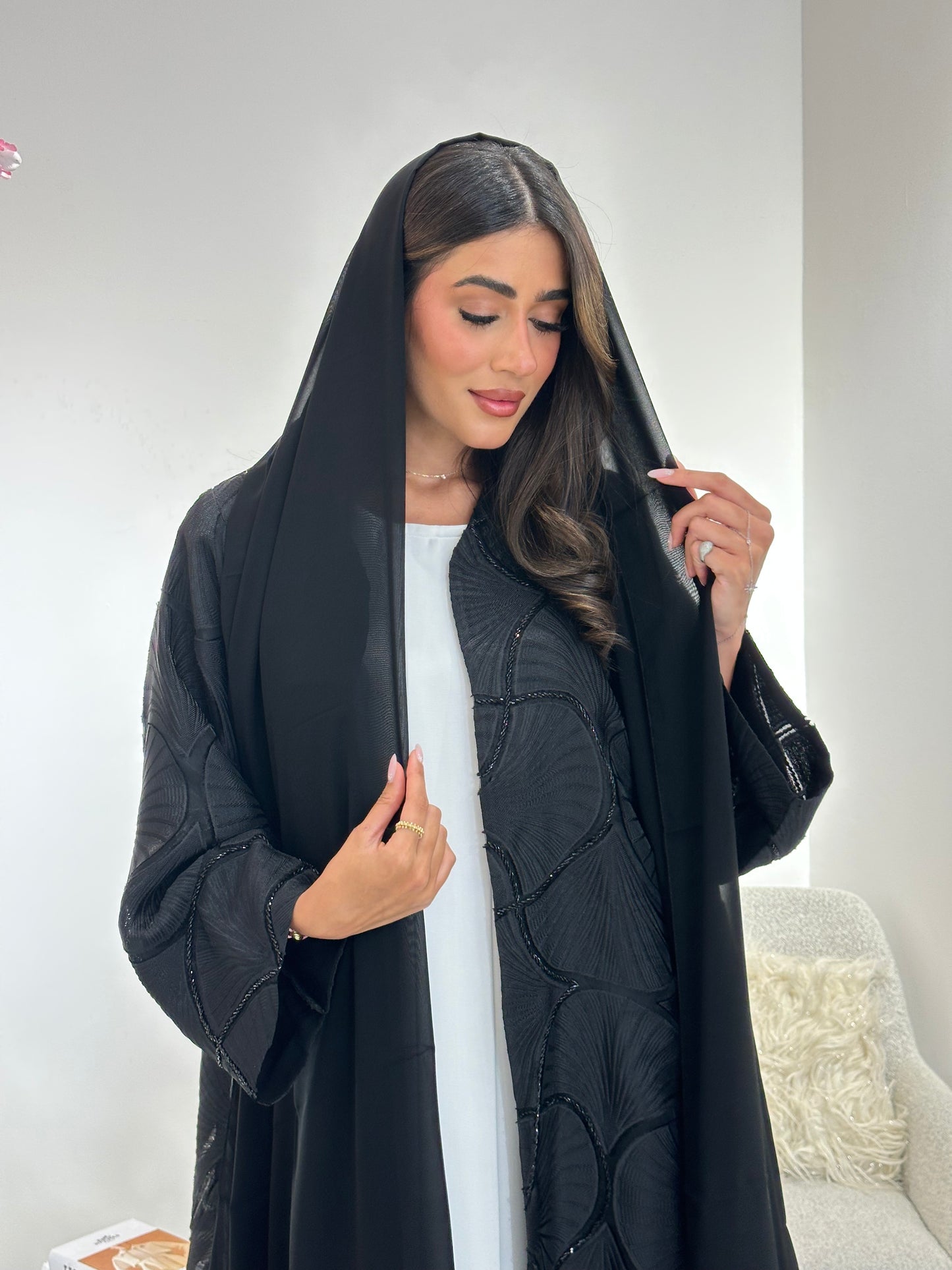 C 1036 Black Beaded Abaya