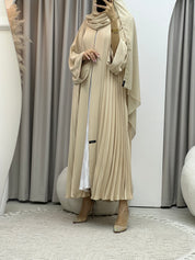 C RTW Plain Cream Pleated Abaya Set