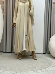 C RTW Plain Cream Pleated Abaya Set