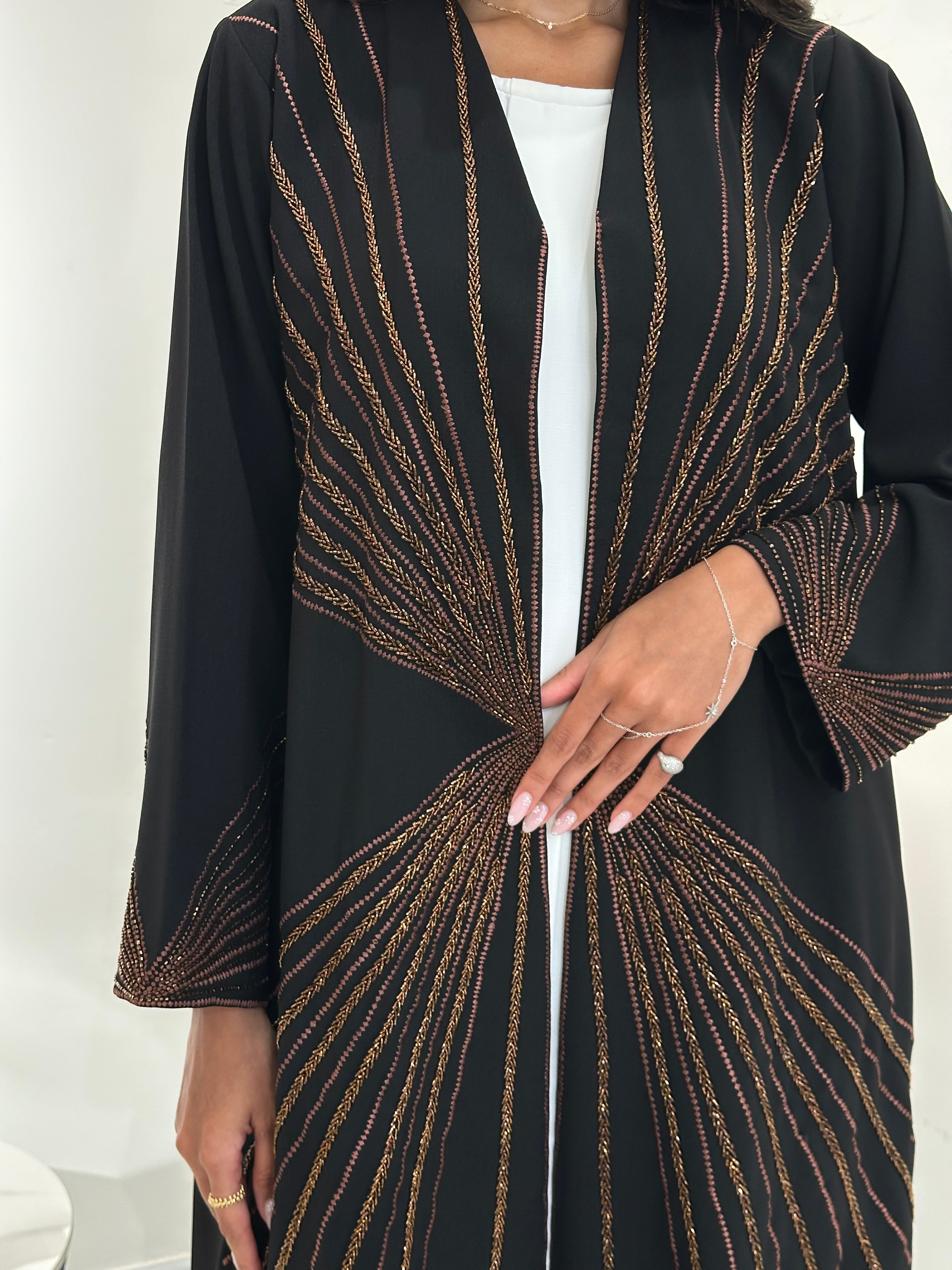 C 1038 Black Beaded Abaya