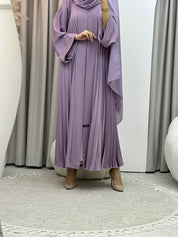 C Plain Lavender Pleated Abaya