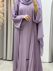 C Plain Lavender Pleated Abaya