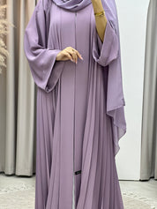 C Plain Lavender Pleated Abaya