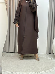 C Brown Lasercut Eid Abaya