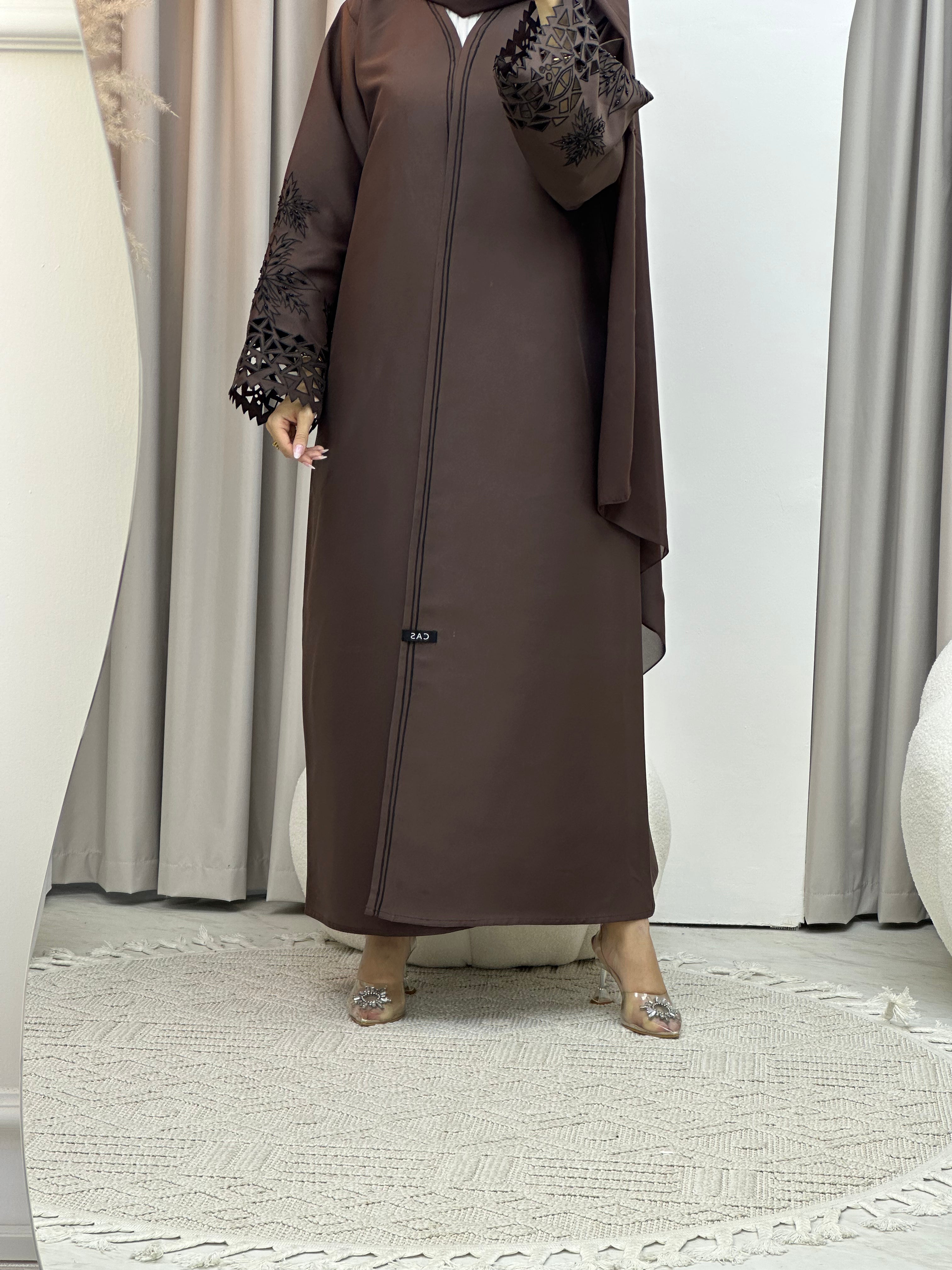 C Brown Lasercut Eid Abaya