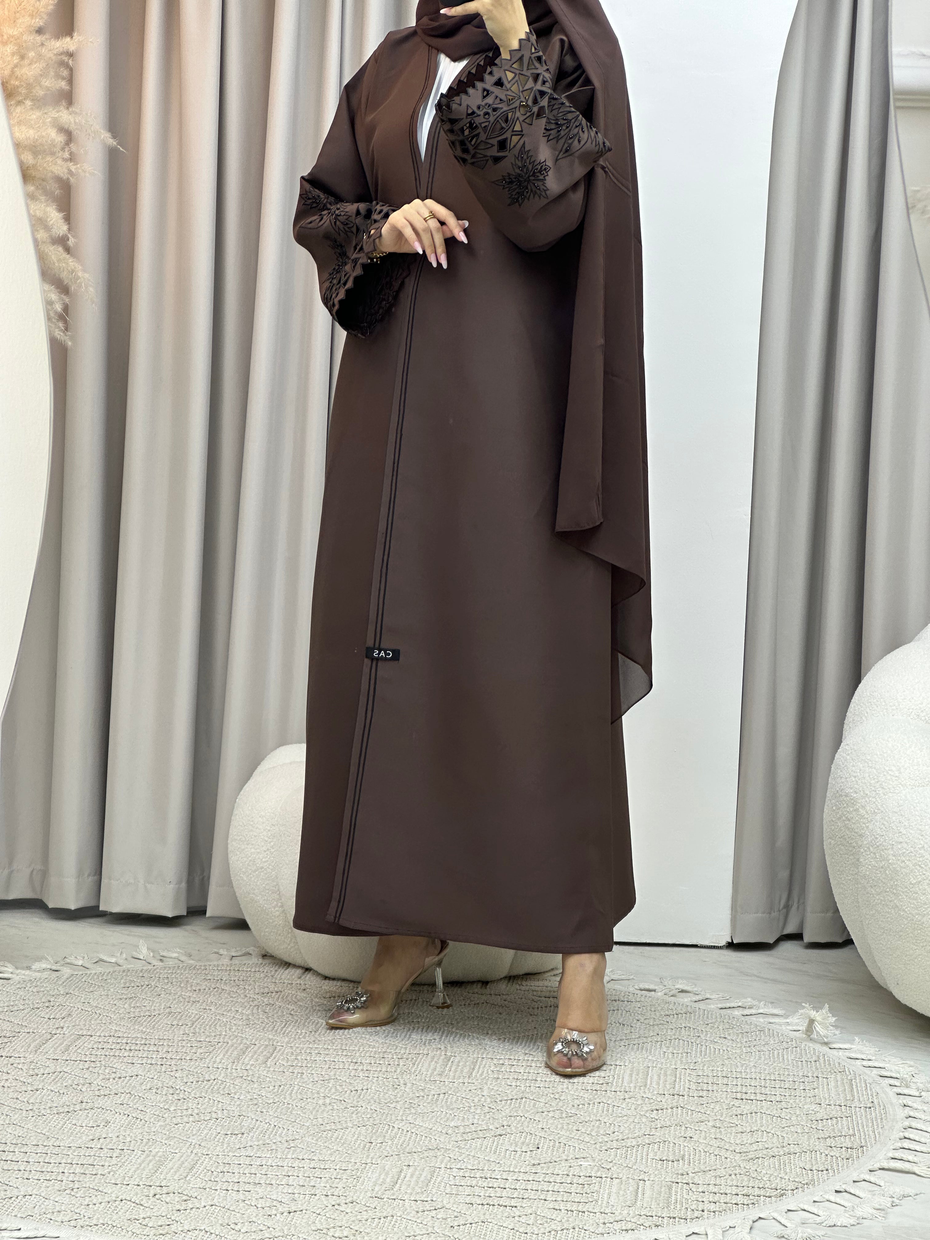 C Brown Lasercut Eid Abaya