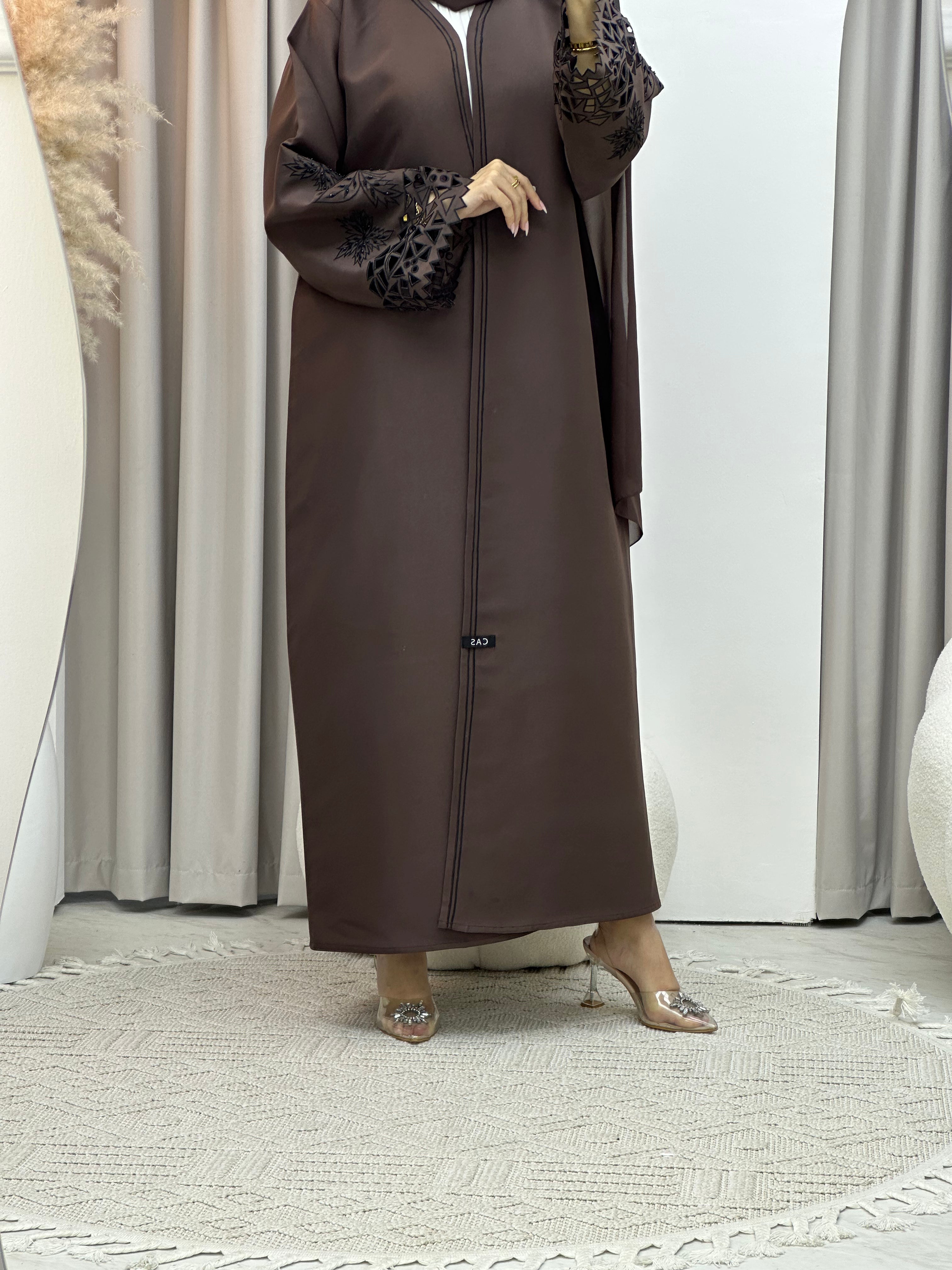 C Brown Lasercut Eid Abaya