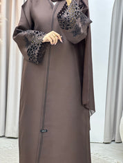 C Brown Lasercut Eid Abaya