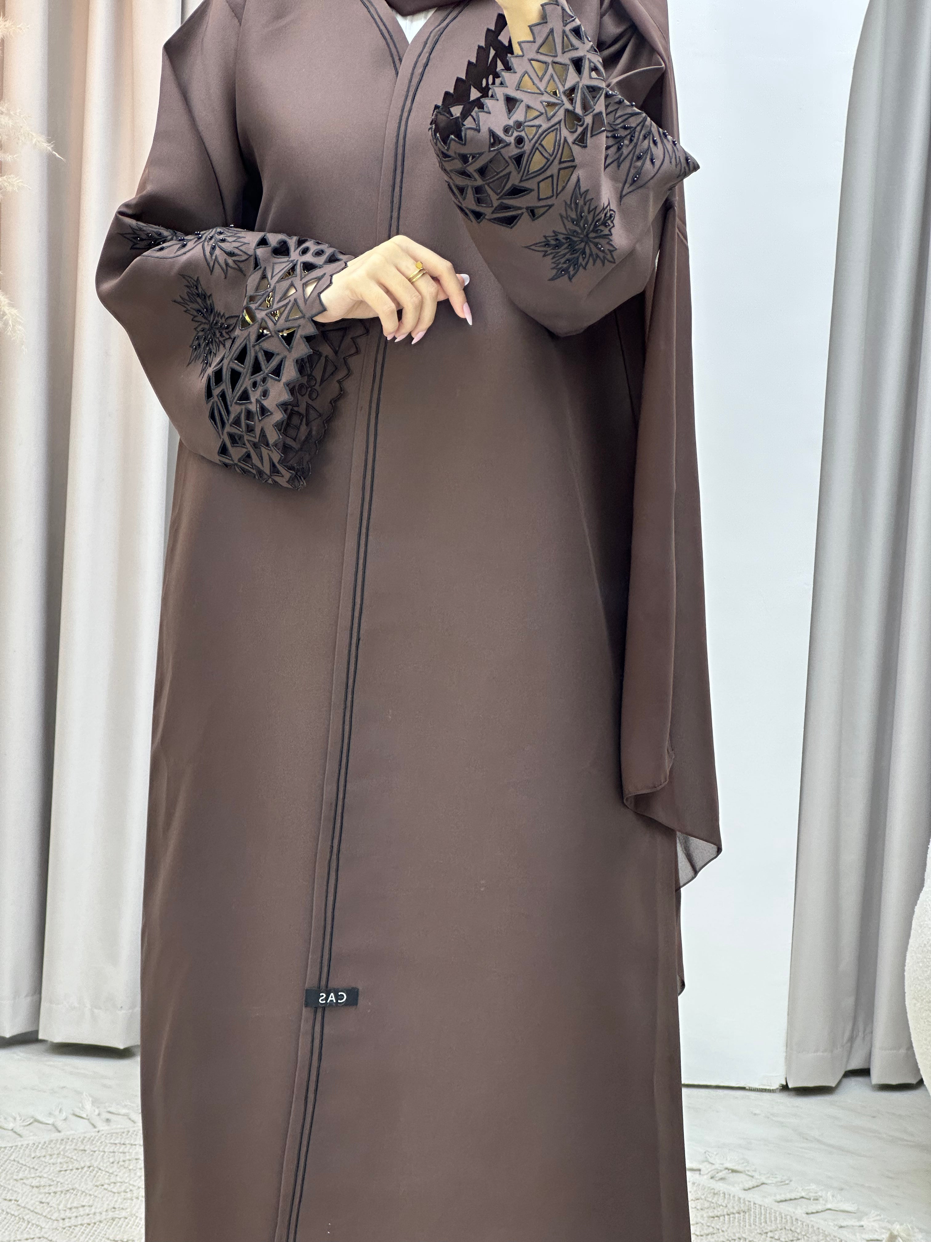 C Brown Lasercut Eid Abaya