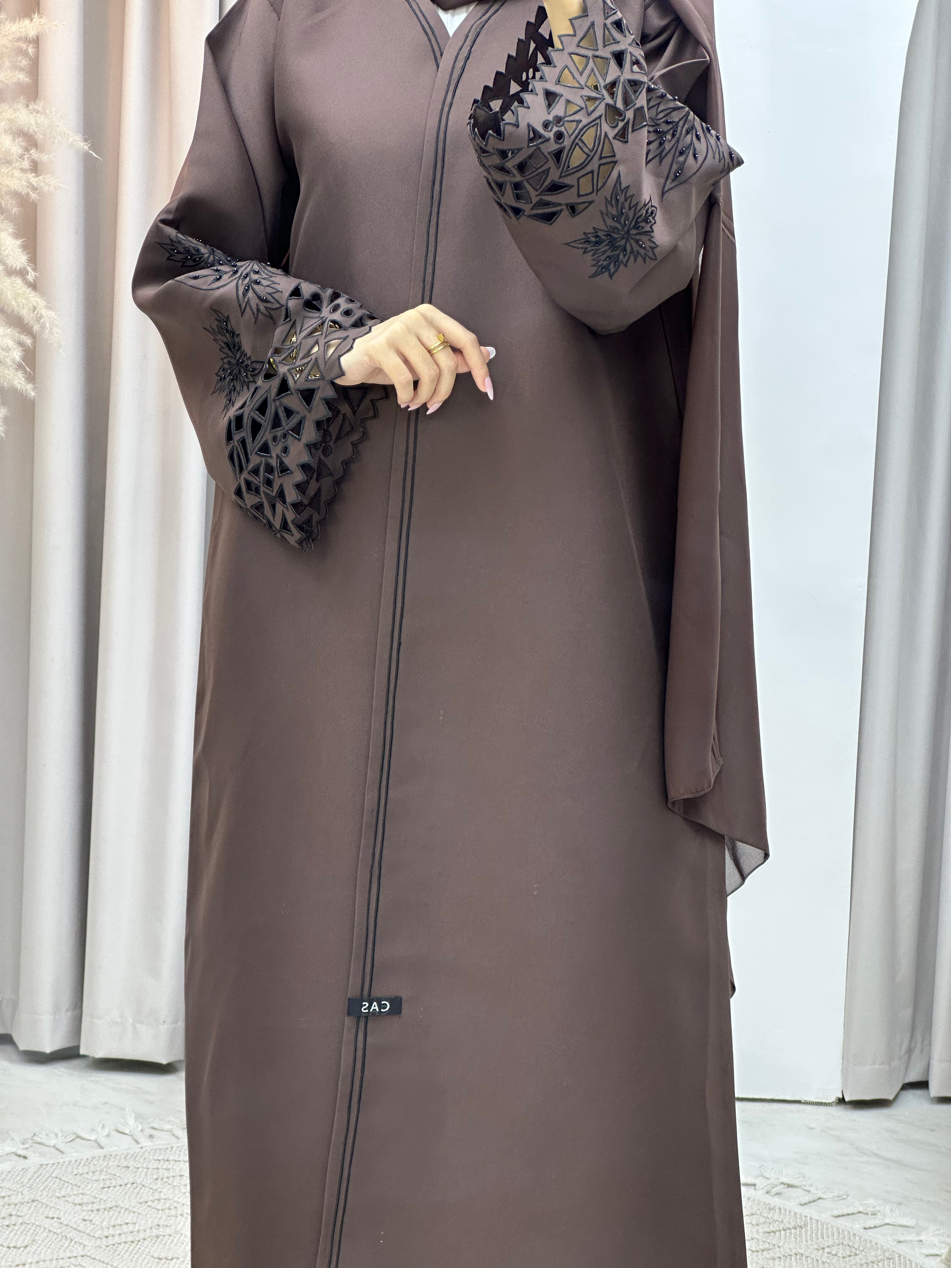 C Brown Lasercut Eid Abaya