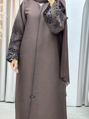 C Brown Lasercut Eid Abaya