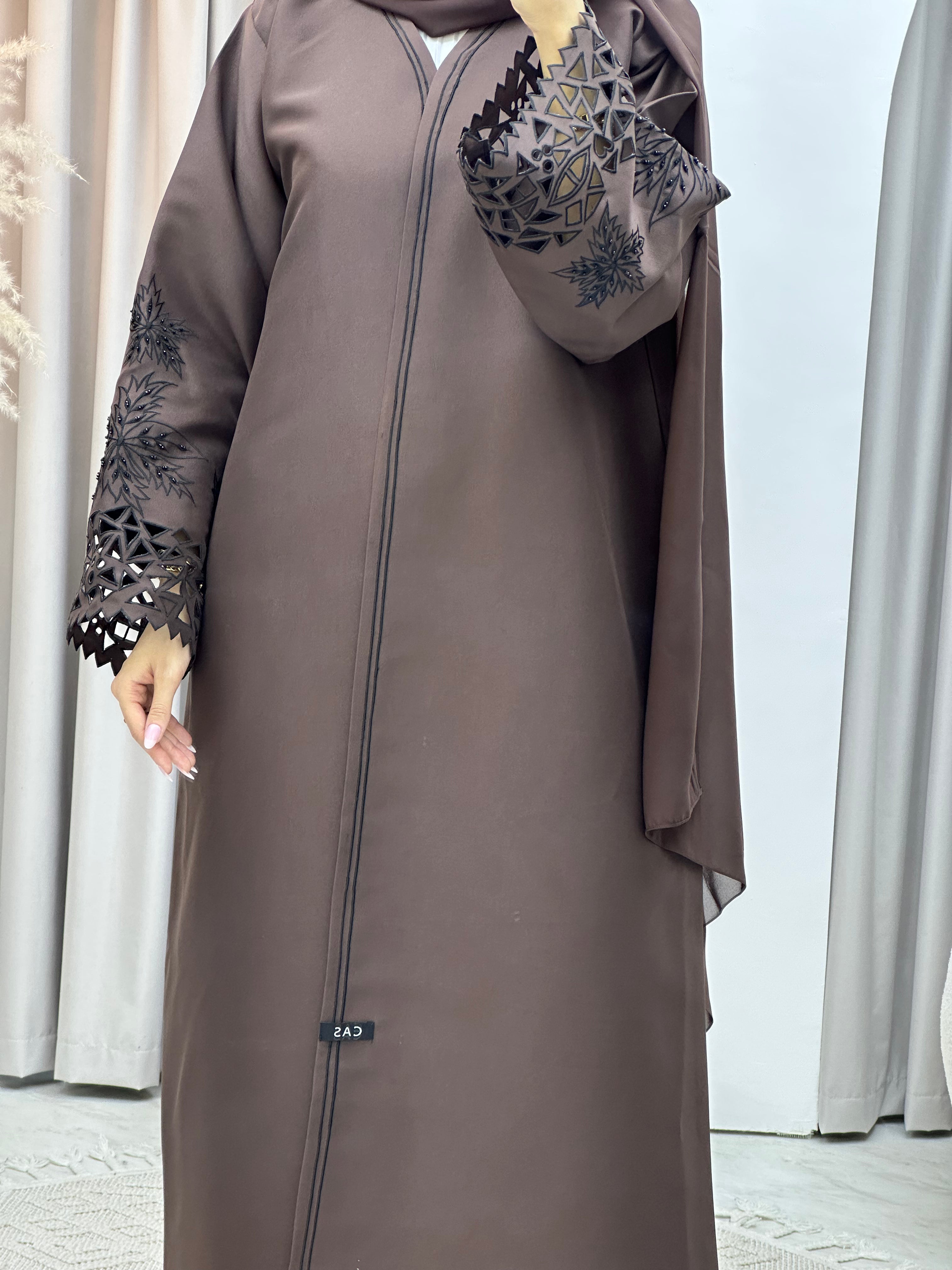 C Brown Lasercut Eid Abaya