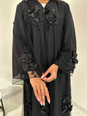 C 1041 Black Dantel Abaya