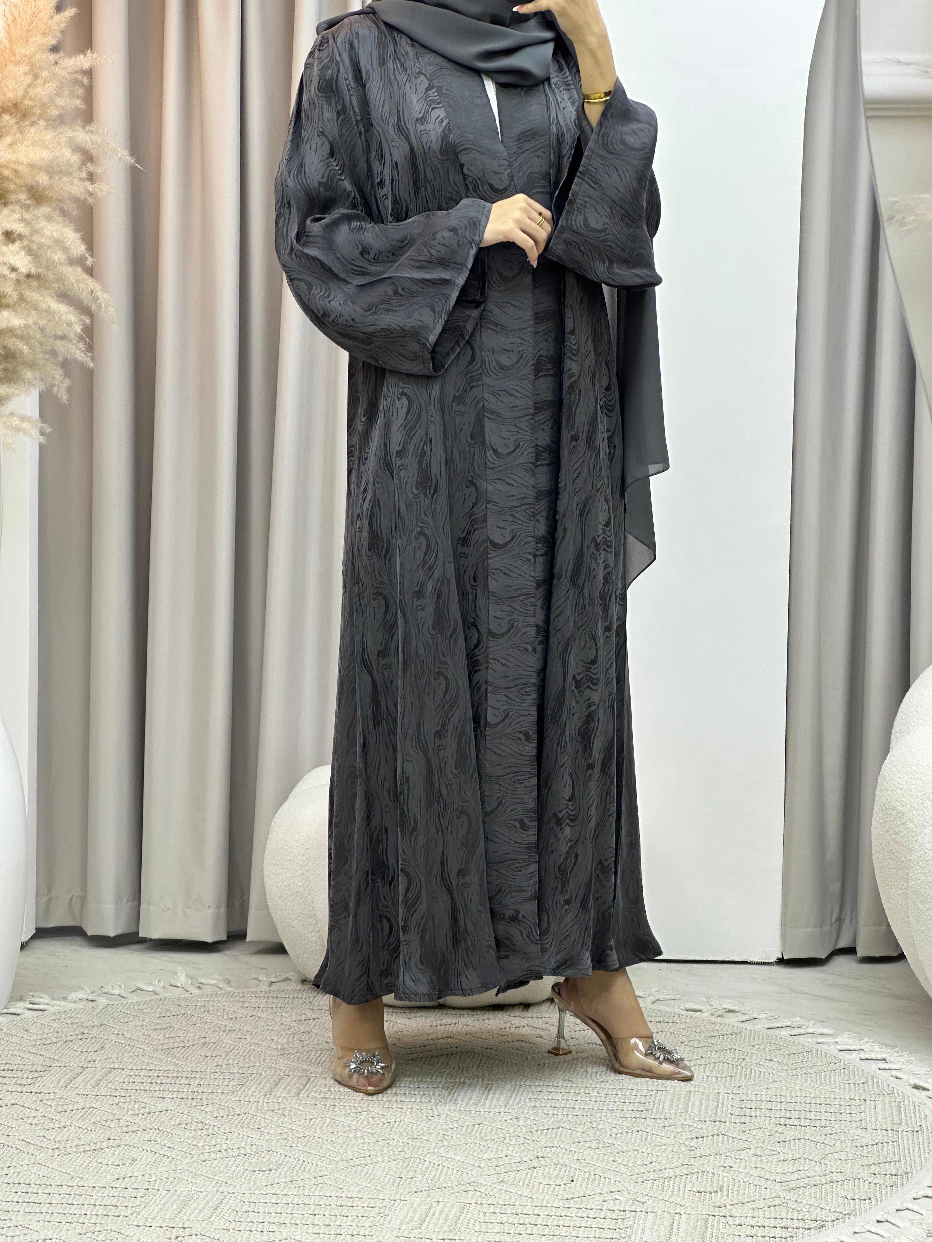 C Grey Shimmer Premium Abaya