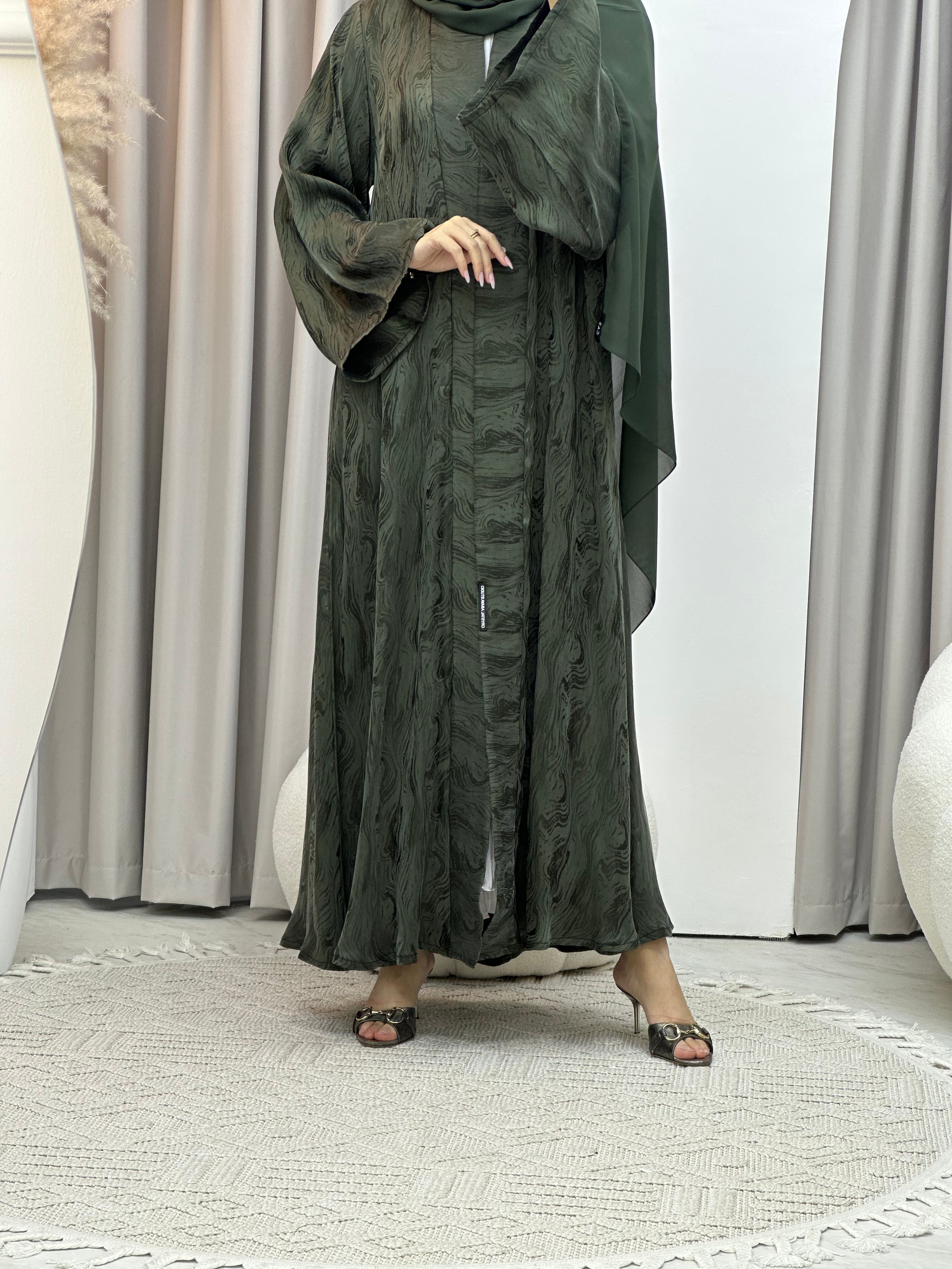 C Green Shimmer Premium Abaya