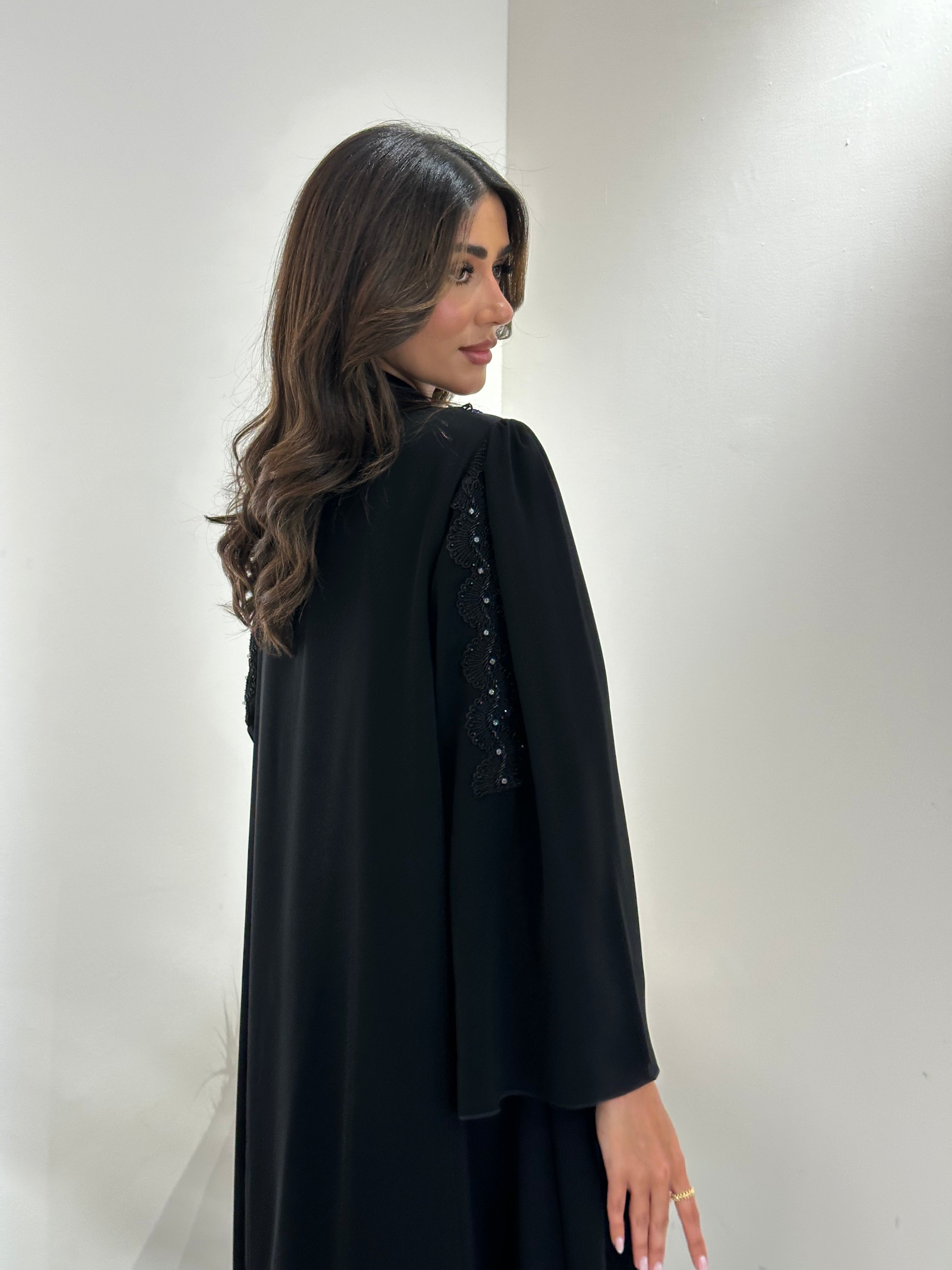 C 1043 Black Lace Abaya