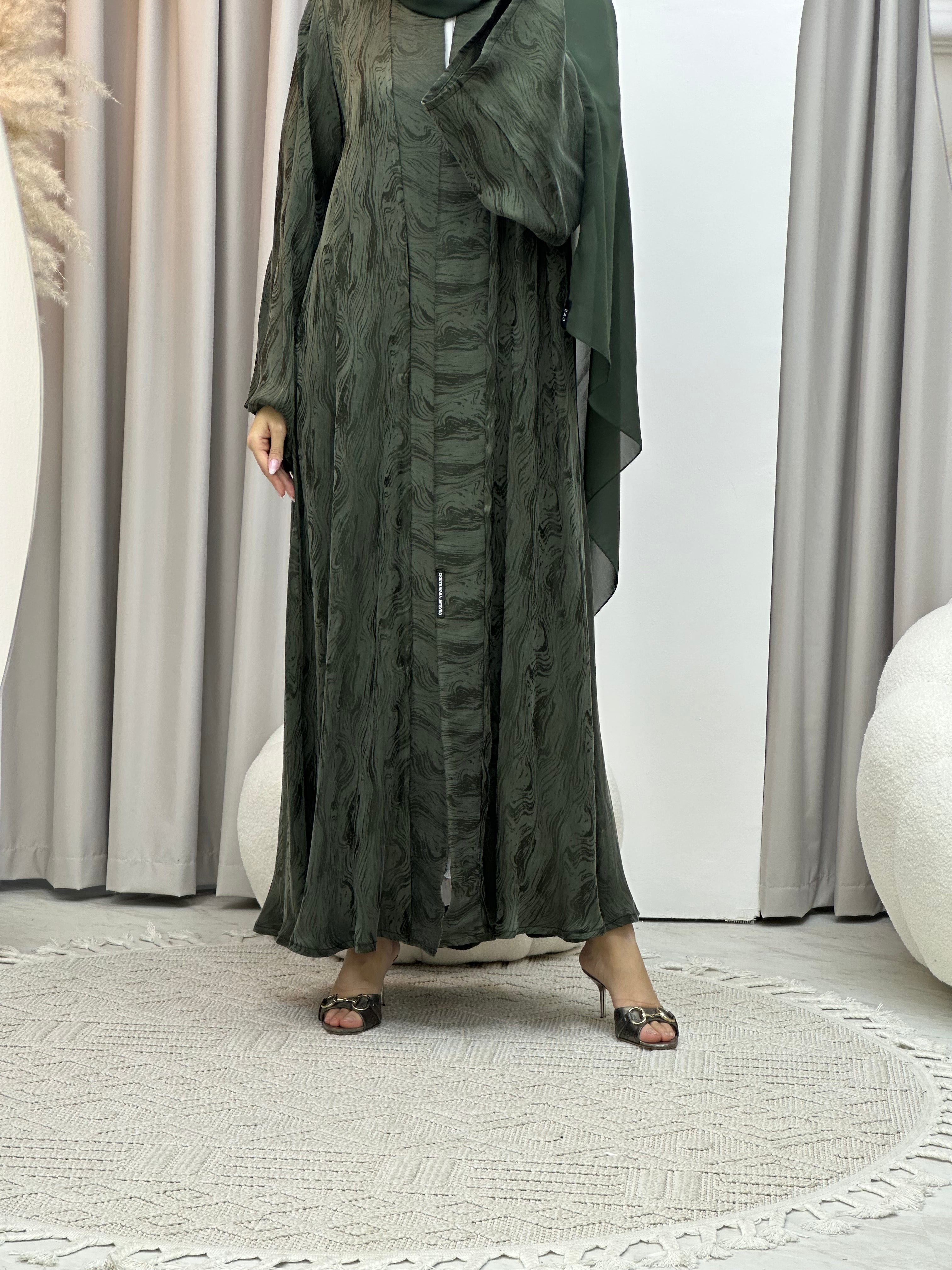 C Green Shimmer Premium Abaya