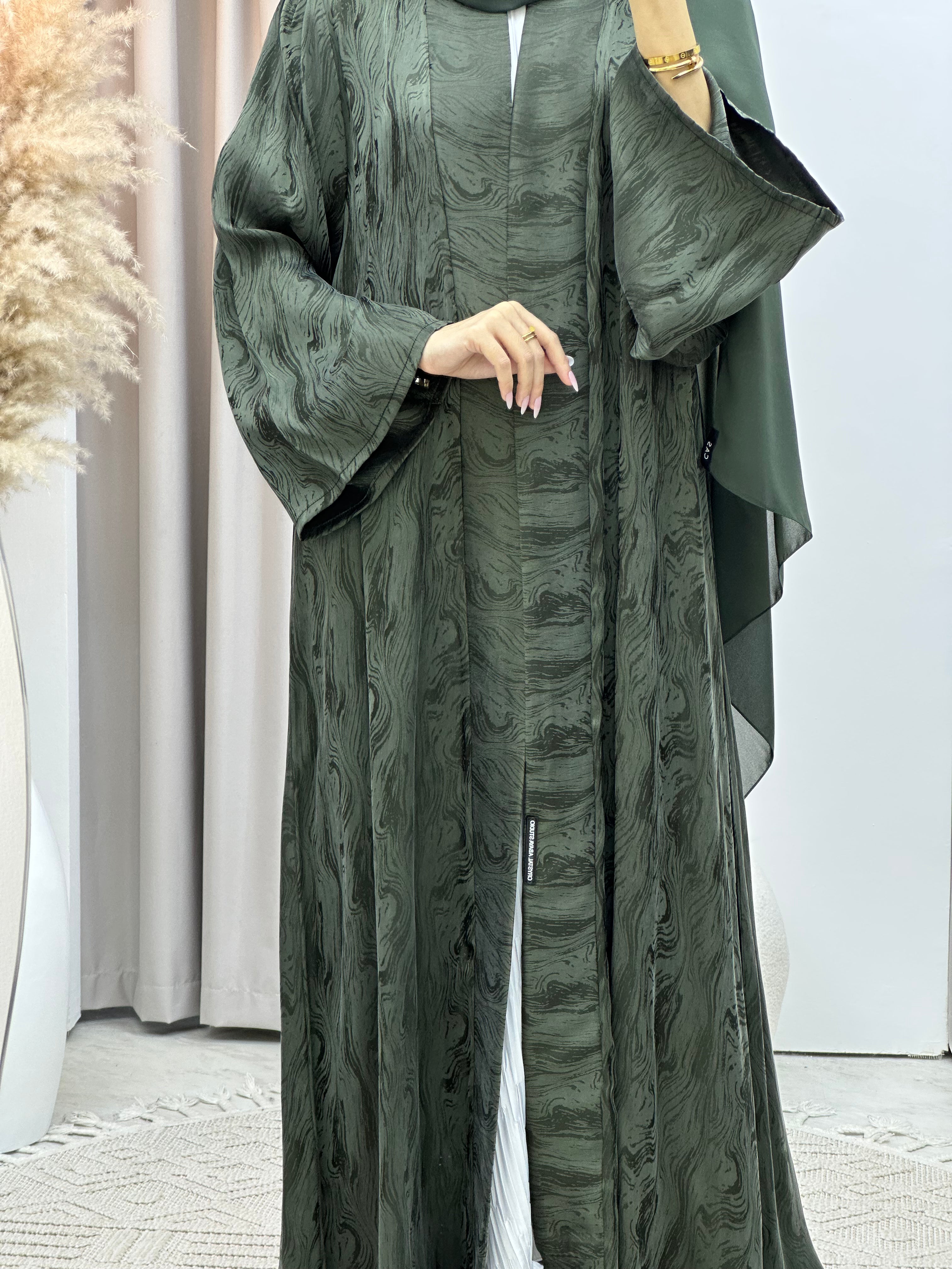 C Green Shimmer Premium Abaya