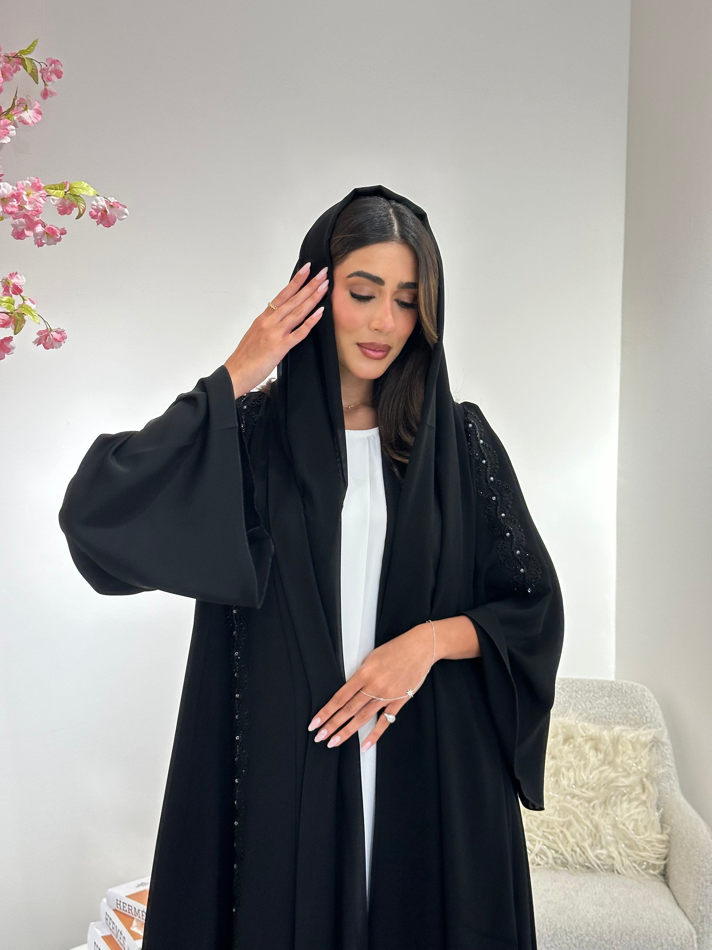 C 1043 Black Lace Abaya