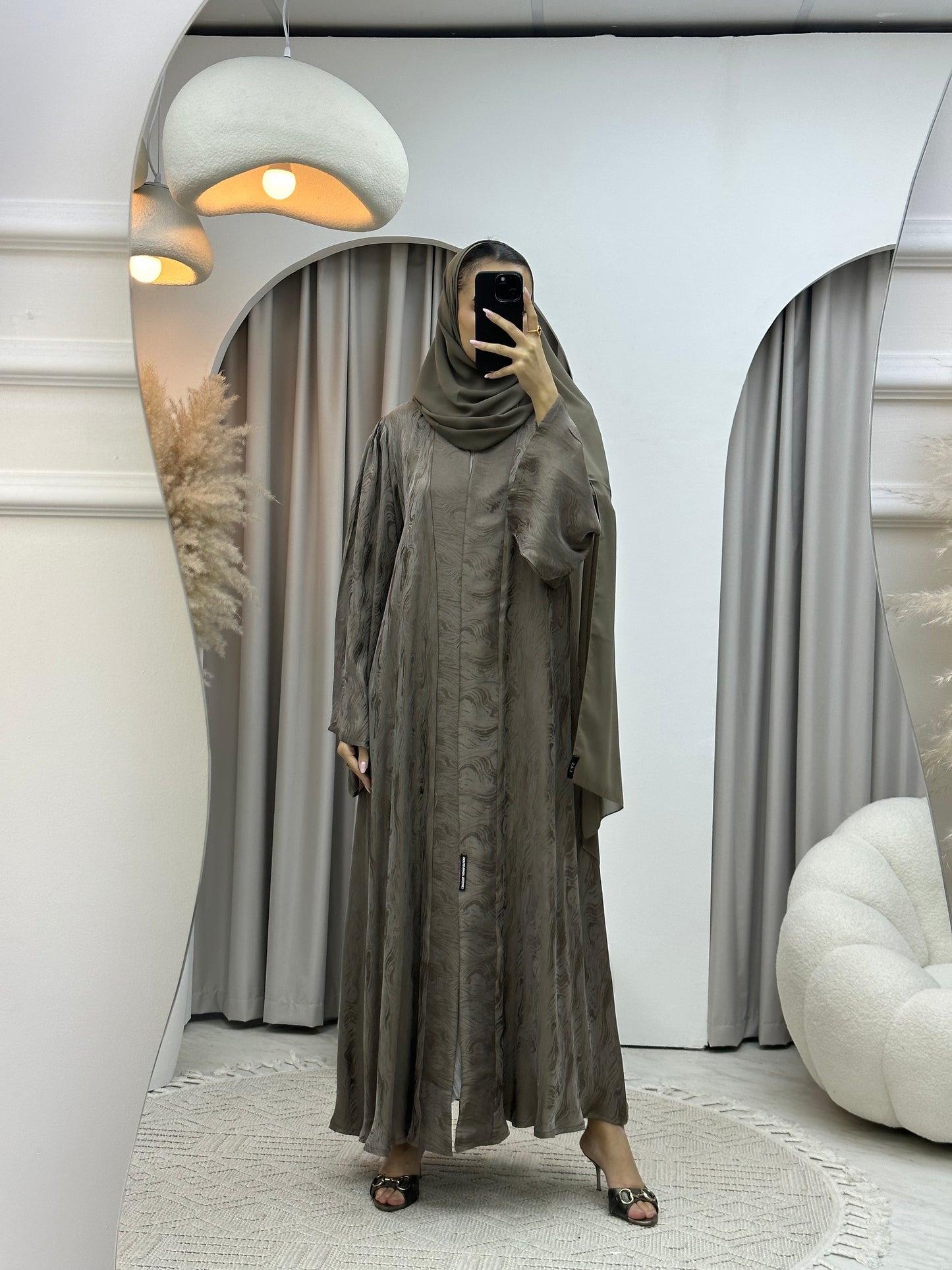 C Beige Shimmer Premium Abaya