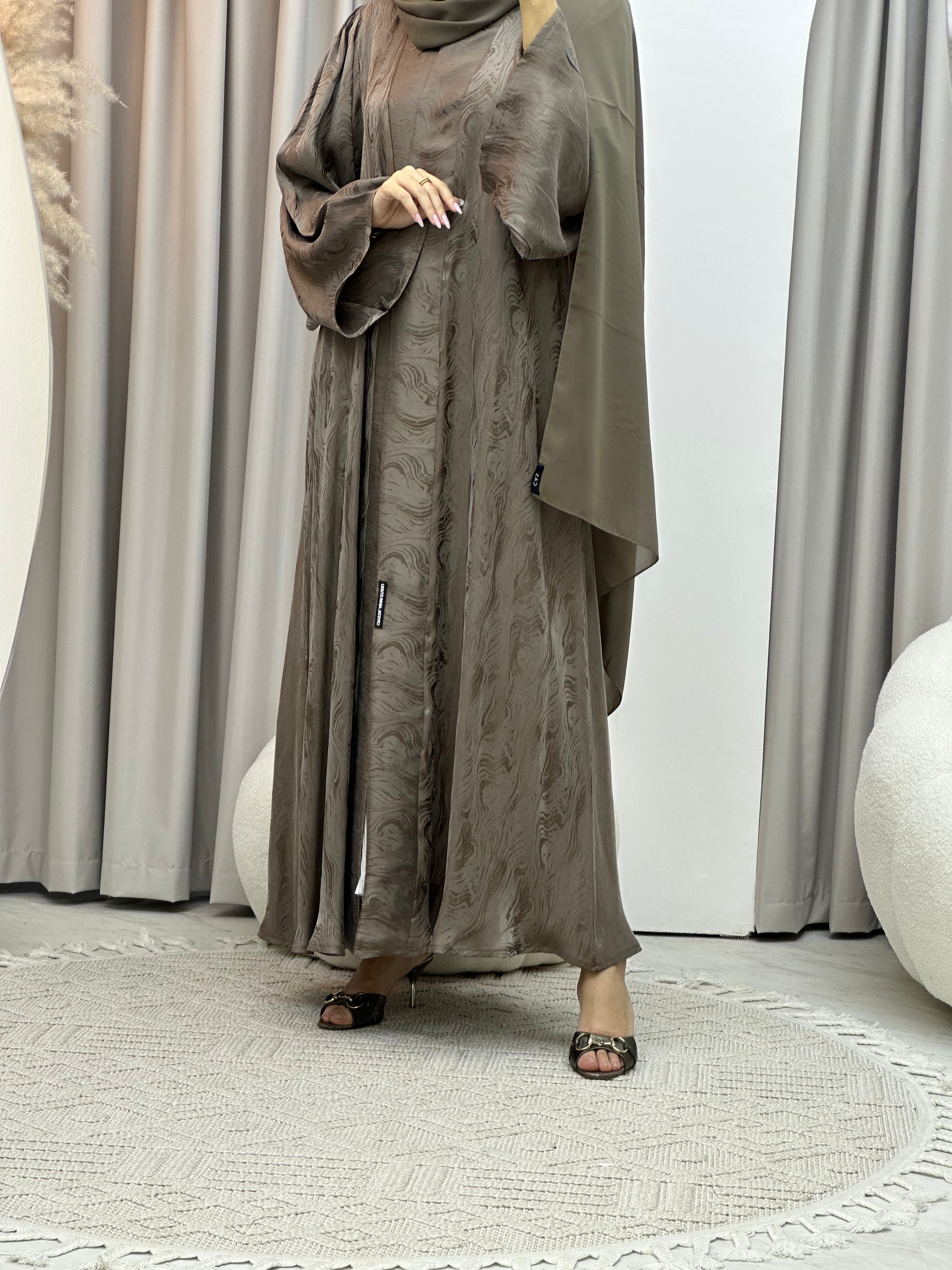 C Beige Shimmer Premium Abaya
