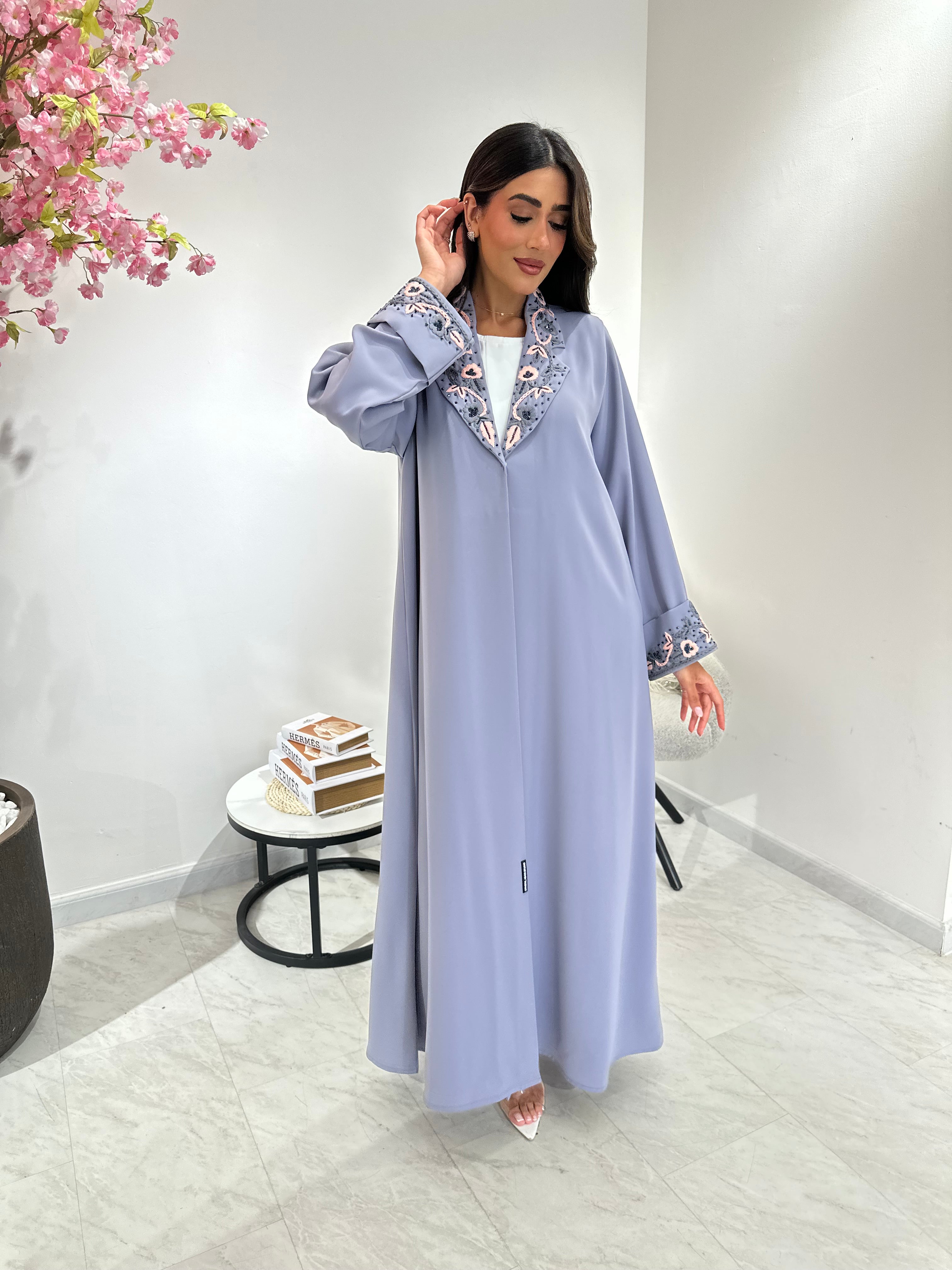 C 1046 Grey Coat Abaya