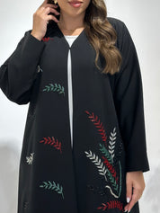 عباية مطبوعة بنقشة زنبق أسود C 1254