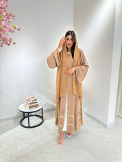C 1047 Mustard Lace Abaya