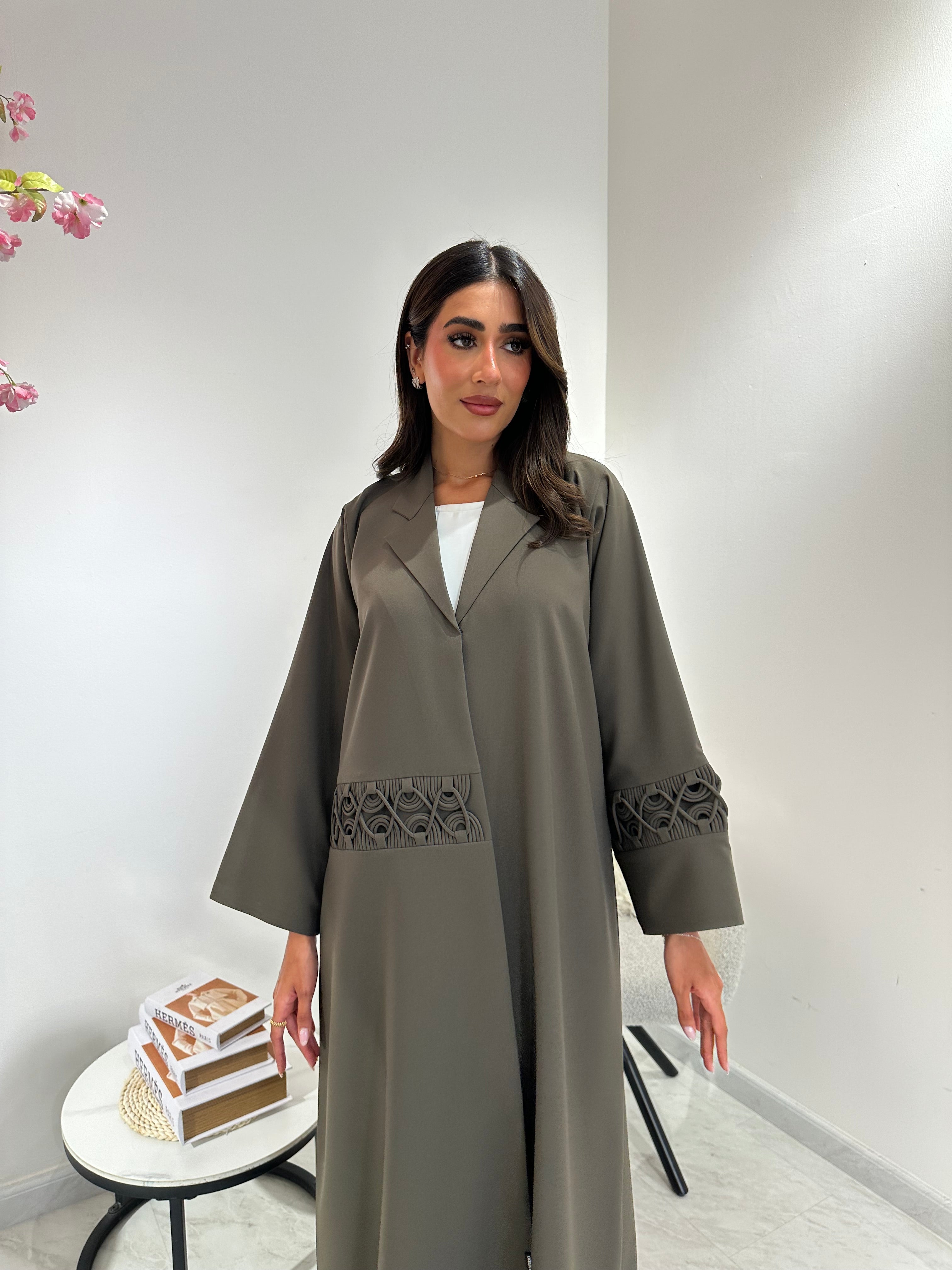 C 1048 Olive Coat Abaya