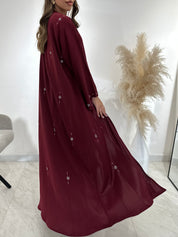 C 1499 Maroon Beaded Abaya