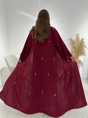 C 1499 Maroon Beaded Abaya