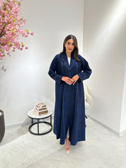 C 1050 Printed Navy Blue Coat Abaya
