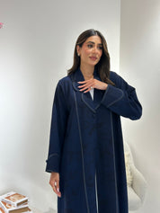 C 1050 Printed Navy Blue Coat Abaya