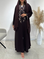 C 1500 Dark Cherry Beaded Embroidered Abaya