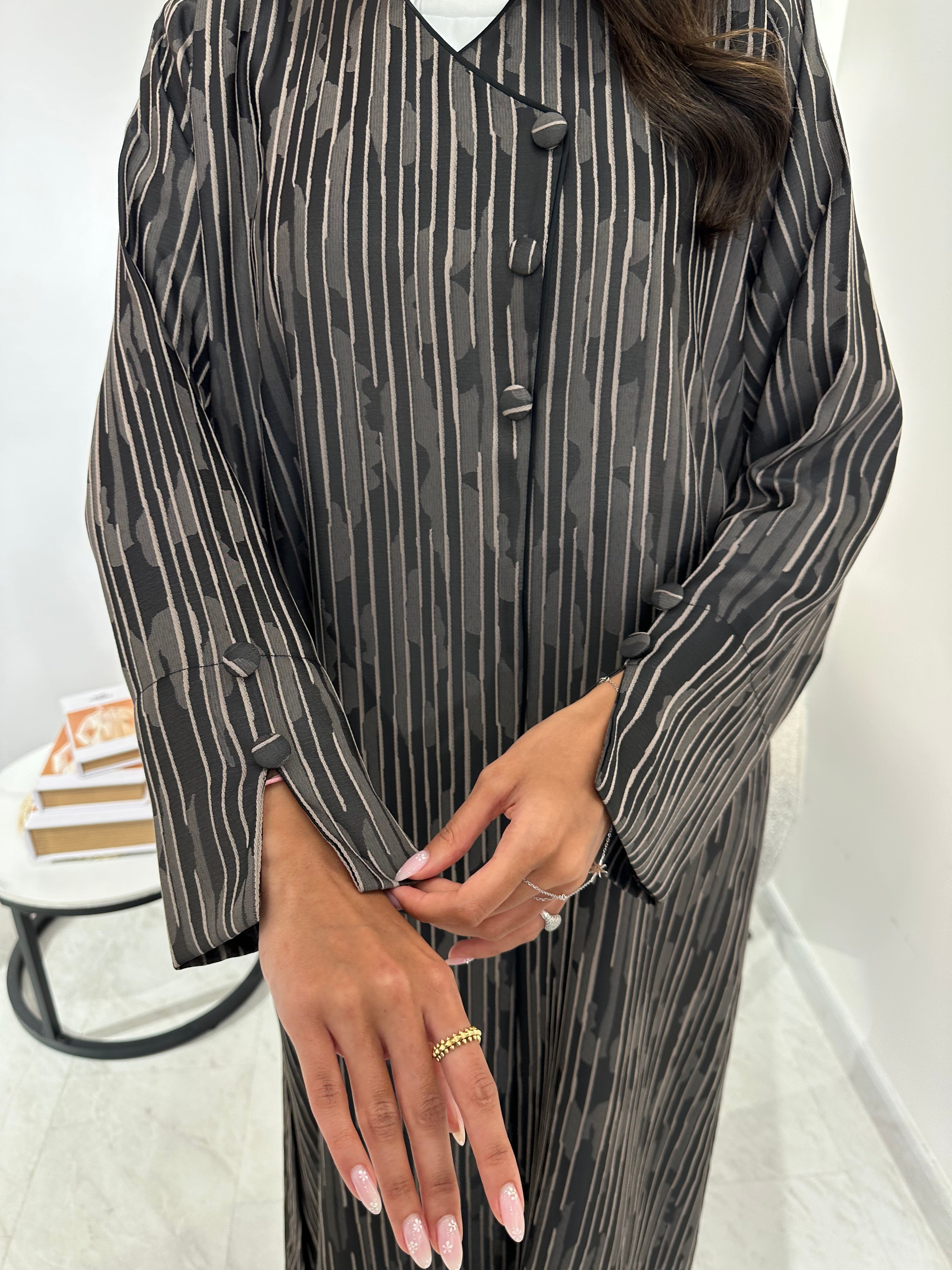 C 1052 Printed Black Brown Abaya