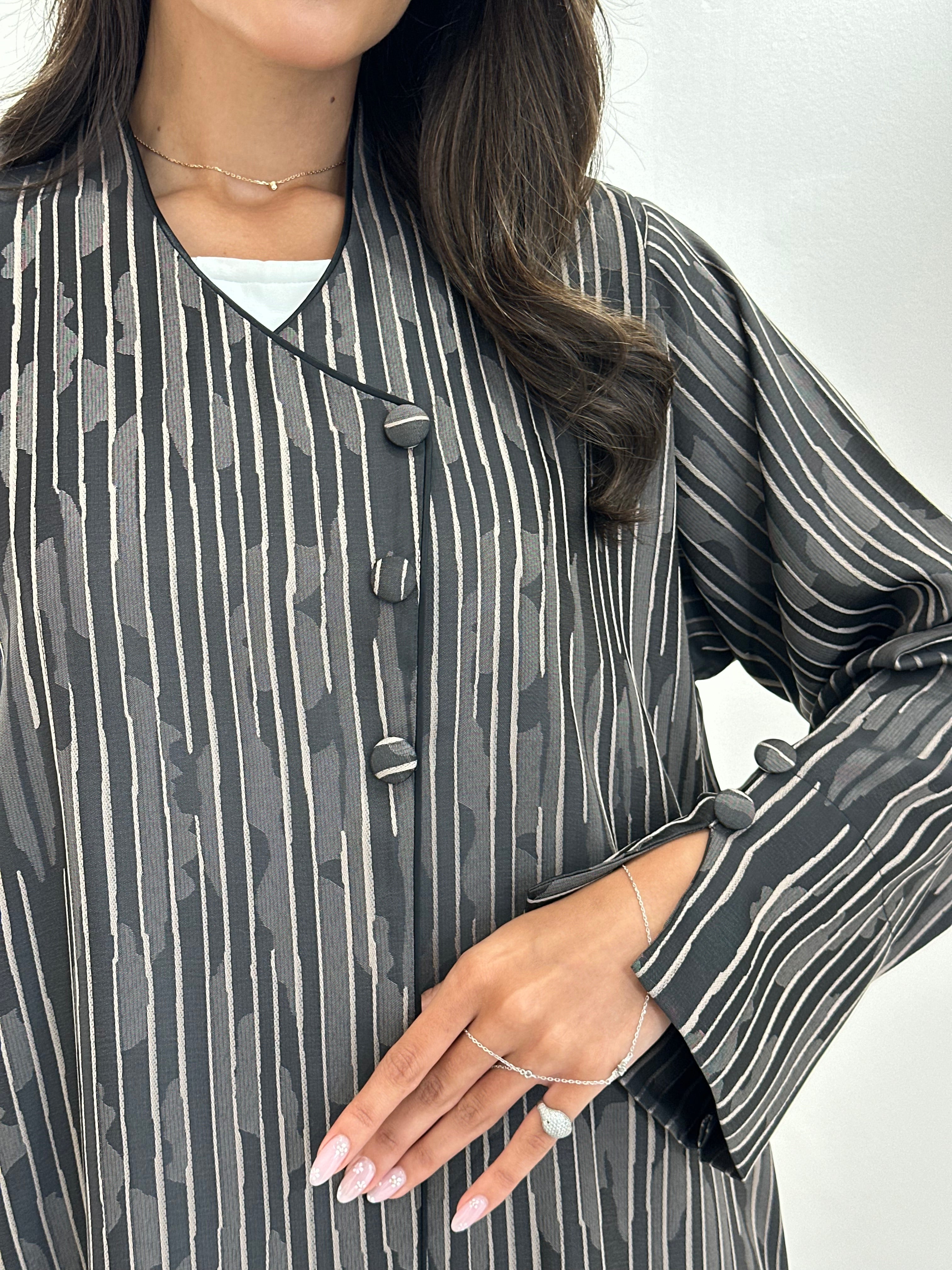 C 1052 Printed Black Brown Abaya