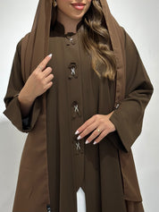 عباية مطبوعة بنقشة زنبق أسود C 1254