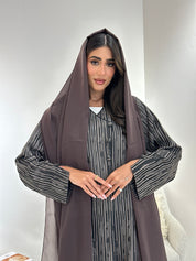 C 1052 Printed Black Brown Abaya